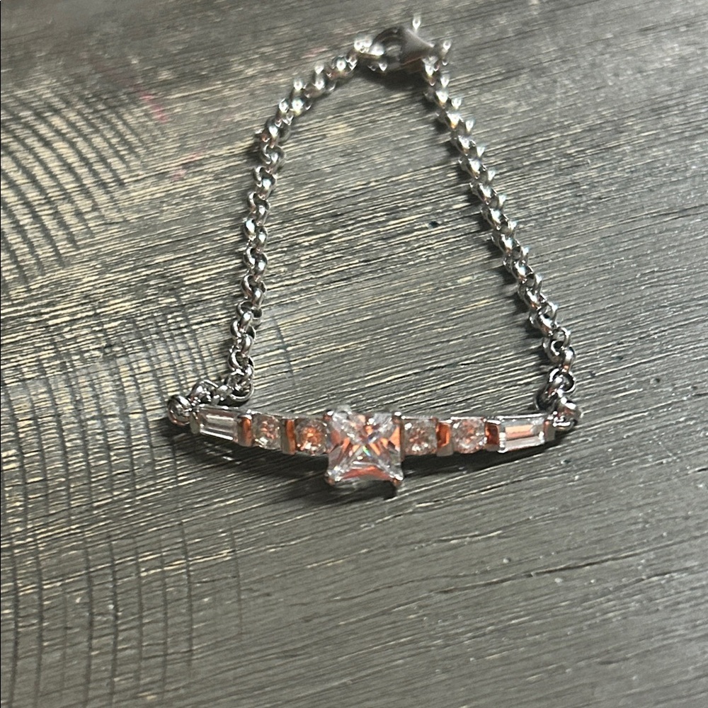 Sterling Silver & CZ Gem‎ Stone Bracelet
